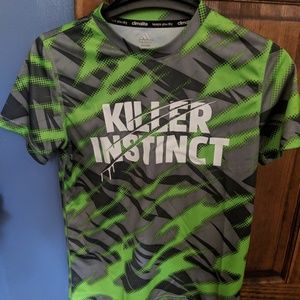 Boys Youth medium Adidas Gray & Green Shirt